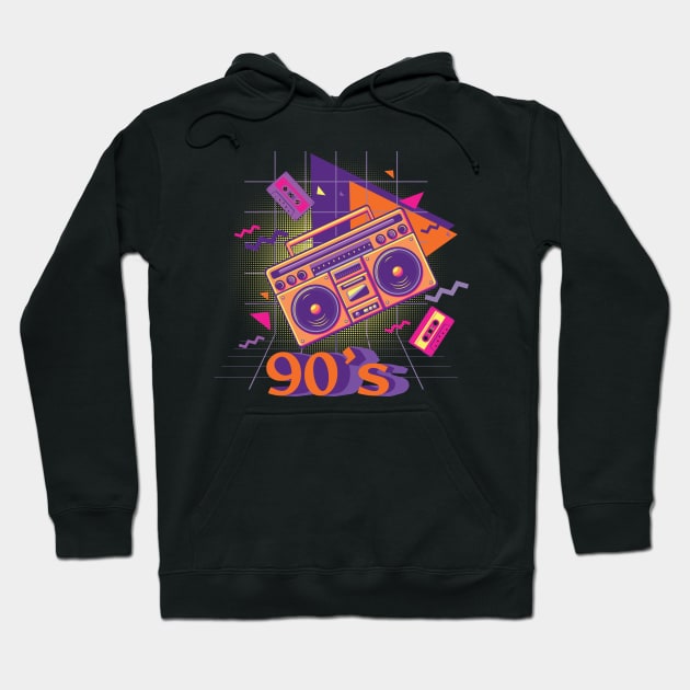 Orange boombox with cassette Hoodie by AnnArtshock